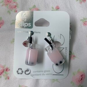 pink boba tea earrings from icing
